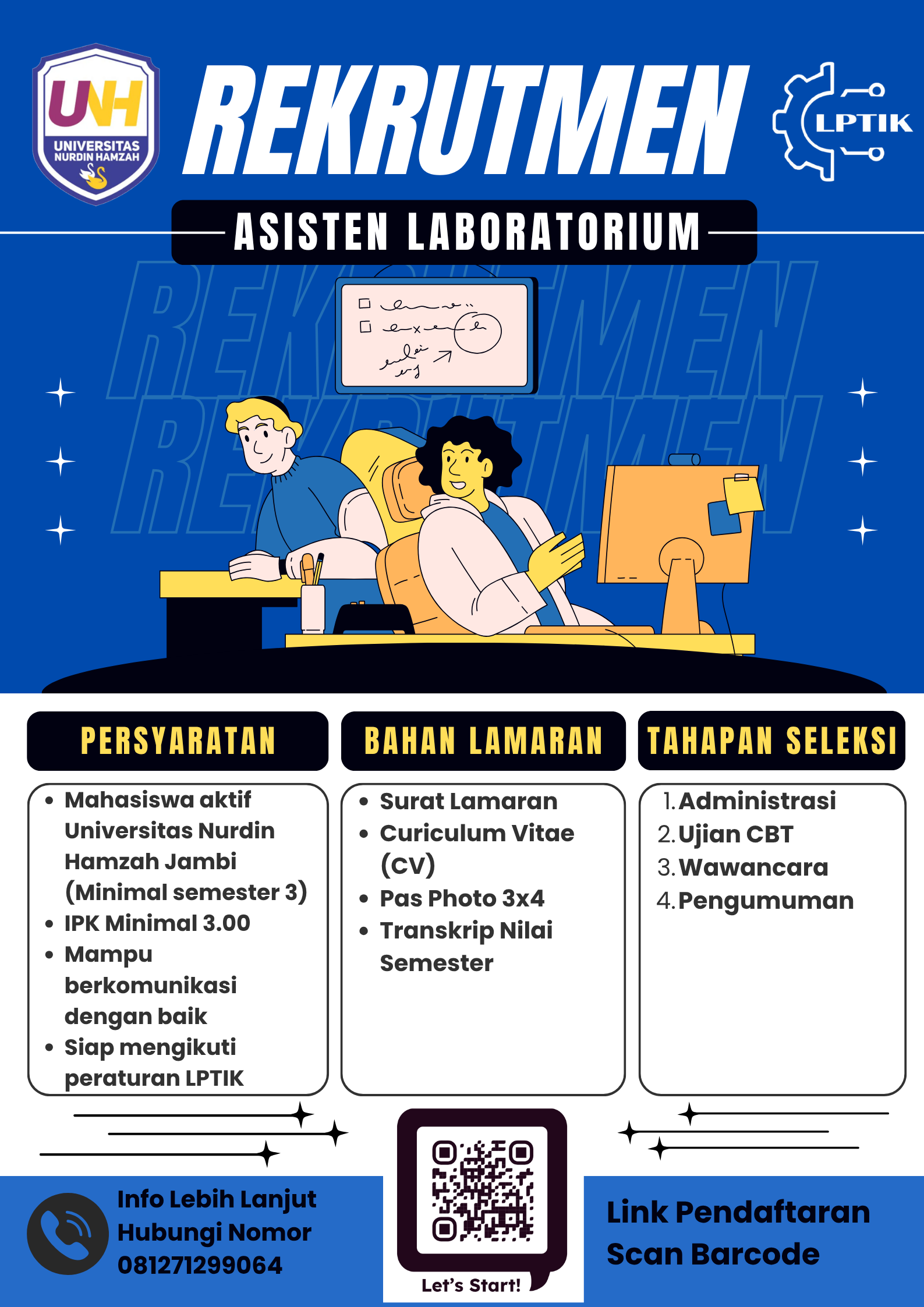 Rekrutmen Asisten Laboratorium LPTIK Universitas Nurdin Hamzah Jambi